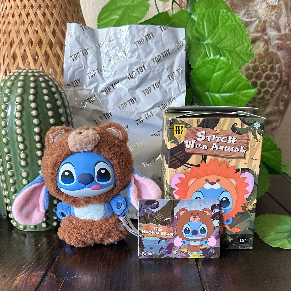 Top Toy Toptoy Disney Stitch Wild Animal Series BROWN BEAR SECRET Plush Pendant